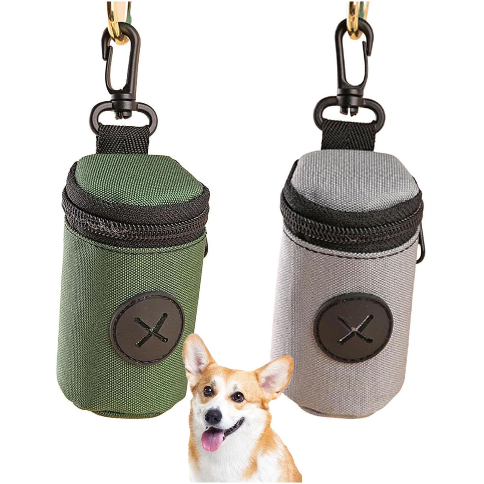 Yuannee Dog Poop Bag Holder,2PCS Hands-Free Dog Waste Carrier with Clip Lightweight Waterproof and Portable for Walking Running Camping Travelling(Green Grey)