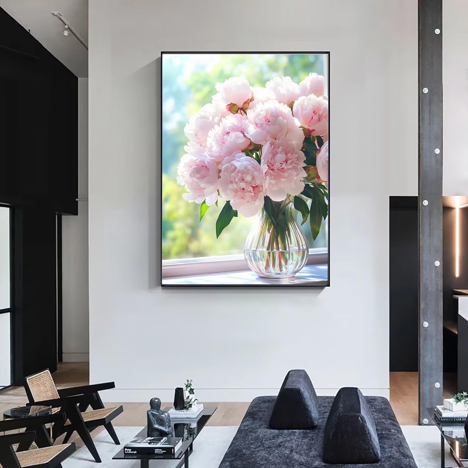Dipingere con i Numeri Adulti fiore peonia, Quadri da Dipingere Numerati Fai Da Te per Principianti e Adultis, Olio La Pittura di Numeri Kit, Hobby Creativi Adulti, Decorazioni Casa 90x120cm Q3S-710