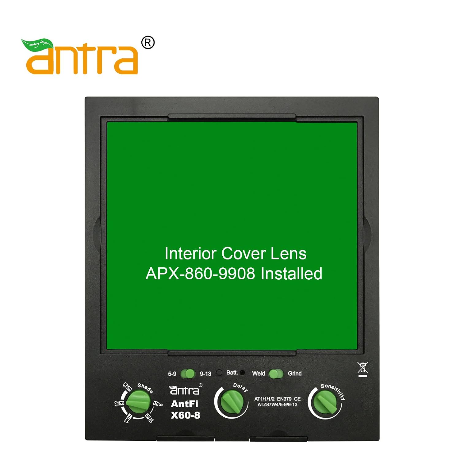 Antra AntFi X60-8 Auto Darkening Lens Filter Size 3.86" x 3.50" Shade 4/5-9/9-13 Great for TIG, MIG, MMA, Plasma Cutting, Grinding