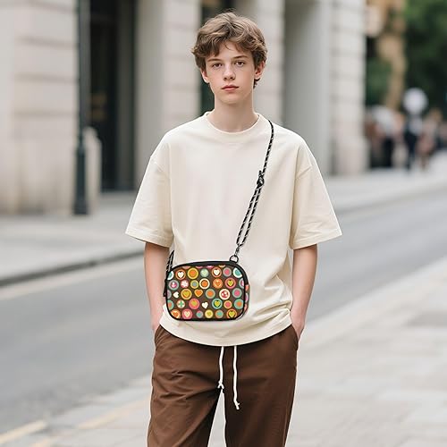 Miniatura 6 de KLL Heart-shaped and Flower-shaped Retro Design Small Black Crossbody Purse for Mens Beauty with Adjustable Strap Nylon Small Crossbody Phone Bag