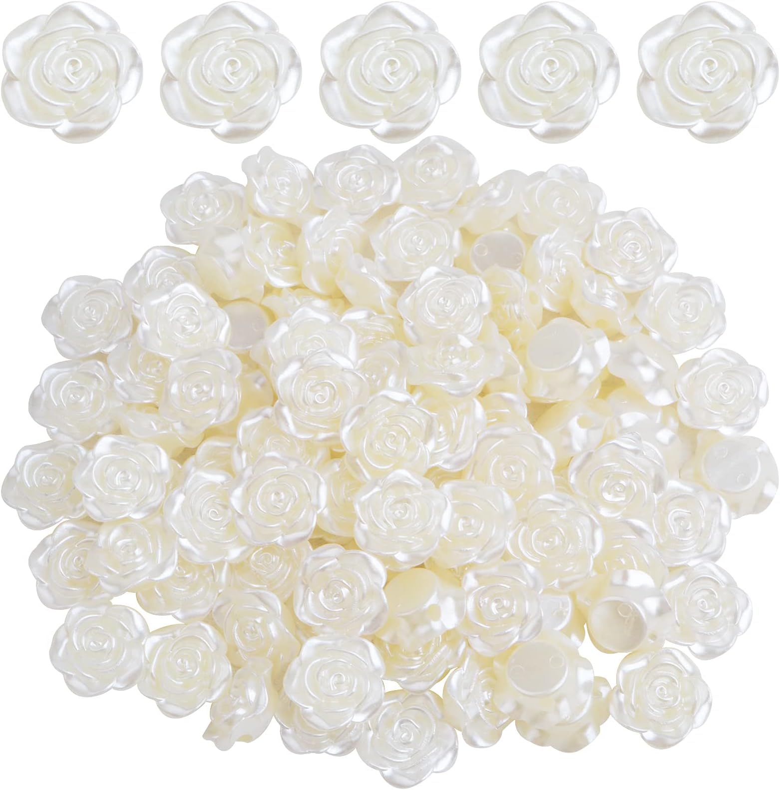 15 mm ABS Plastic Rose Flower Beads Lovely Roseflower Spacer Beads (White)