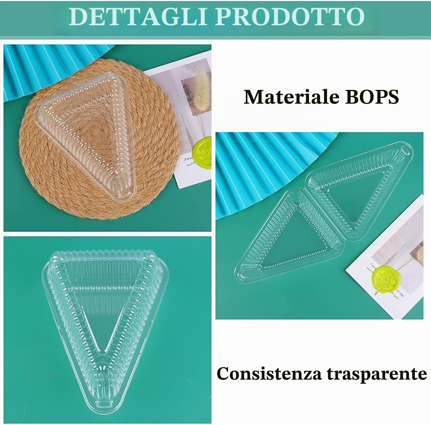 LATERN 100 Pezzi Scatole per Fette di Torta, 13cm x 7cm Scatole Singole per Cheesecake Scatole per Cupcake a Conchiglia Contenitore per Alimenti con Cerniera in Plastica Trasparente con Coperchi