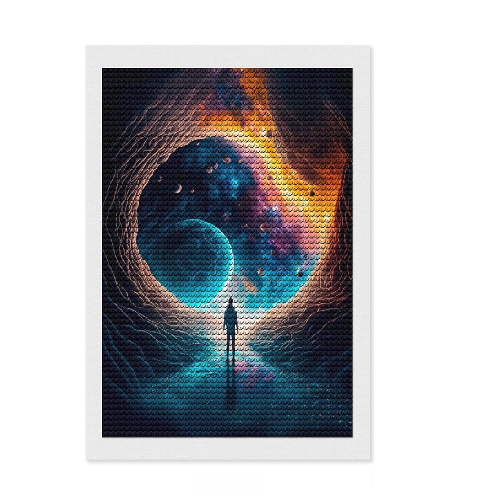 Junmoney Space Portal Level 7 Diamond Painting Kit 8"x12", Holiday Gift Idea, for Beginners, Adhesive Canvas, Bedroom Decor, Stress Relief Craft