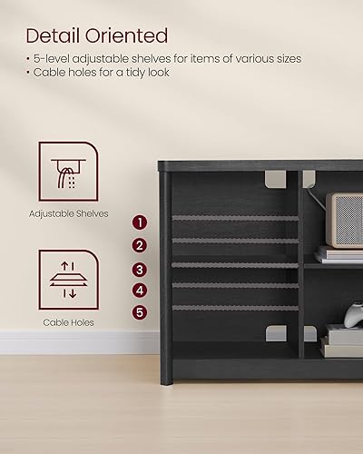 Miniatura 6 de VASAGLE Soporte de TV para televisores de hasta 75 pulgadas, centro de entretenimiento con estantes de almacenamiento, mesa consola de TV, fácil de
