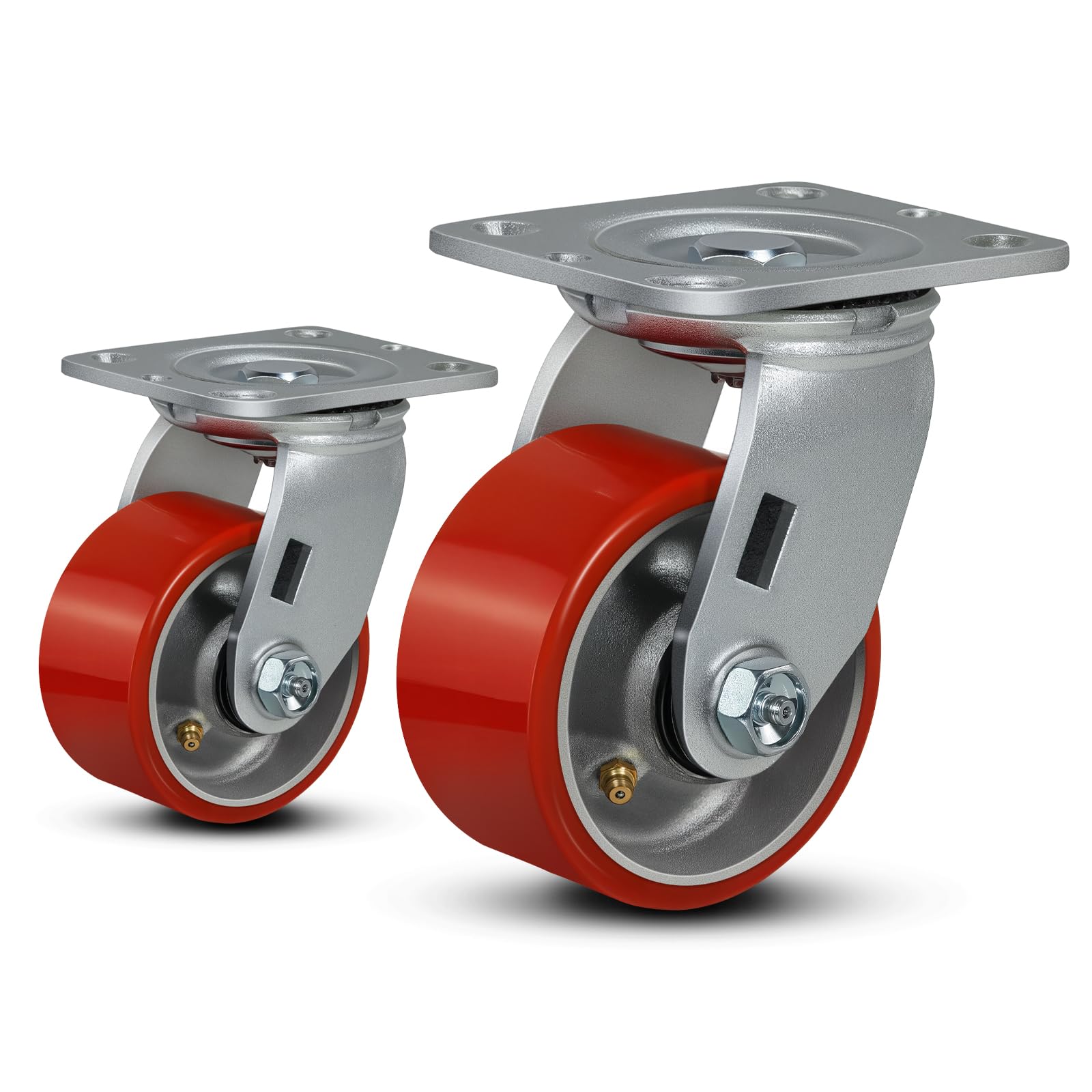 FOVERSWIVE 4"x2" Industrial Casters- Heavy Duty casters,Polyurethane Casters Wheel,Capacity up to 1600 Lb. Use for Platform Truck, U-Boat Cart,