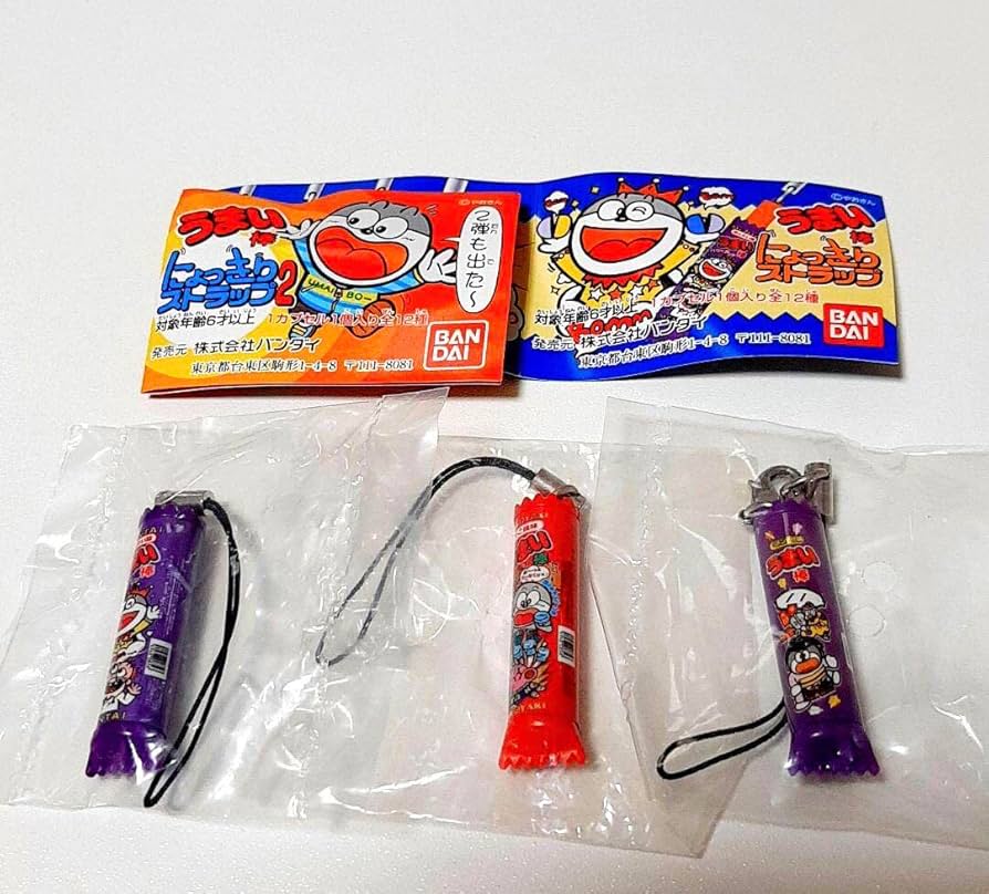 新品　うまい棒にょっきりストラップ　ミニチュア Amazon.co.jp: うまい棒にょっきりストラップ 3点セット