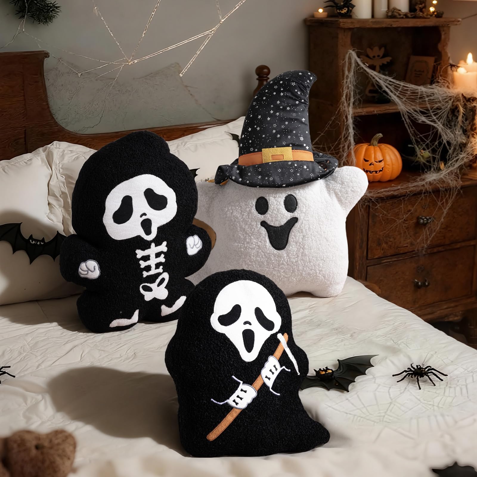 2 Pezzi Cuscini Halloween, Cuscino 45X45, Federa Fantasma Halloween