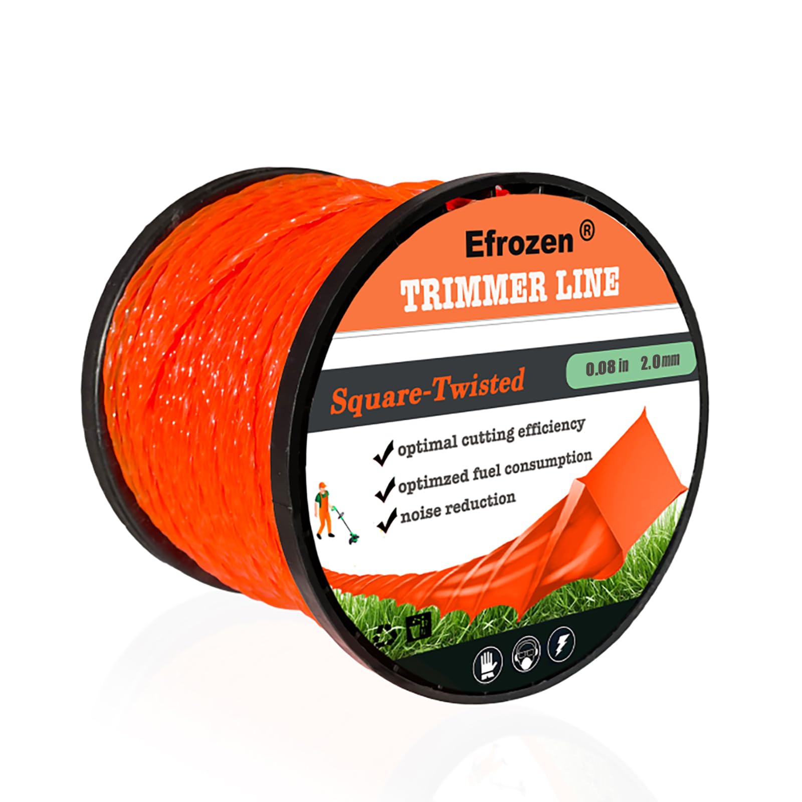 Weed Trimmer Line, Orange Square Twisted Trimmer Line .080" Diameter X 551',Heavy Duty Weed Eater String, Premium Commercial Weed Wacker String