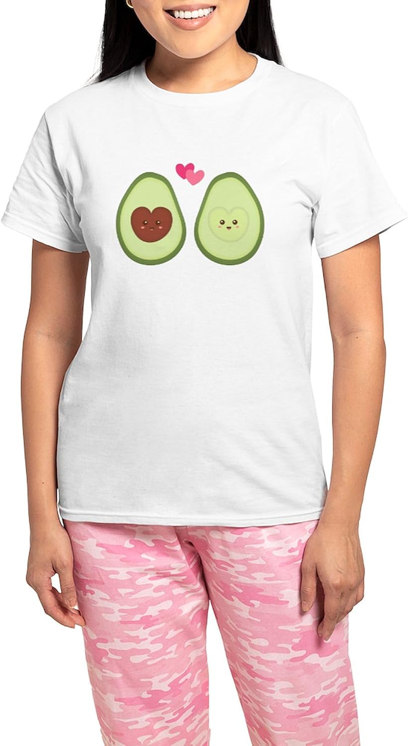 CafePress Cute Avocado in Love, Perfect Other Half Pajamas Women's Novelty Cotton Pajama Set, Comfortable PJ Sleepwear