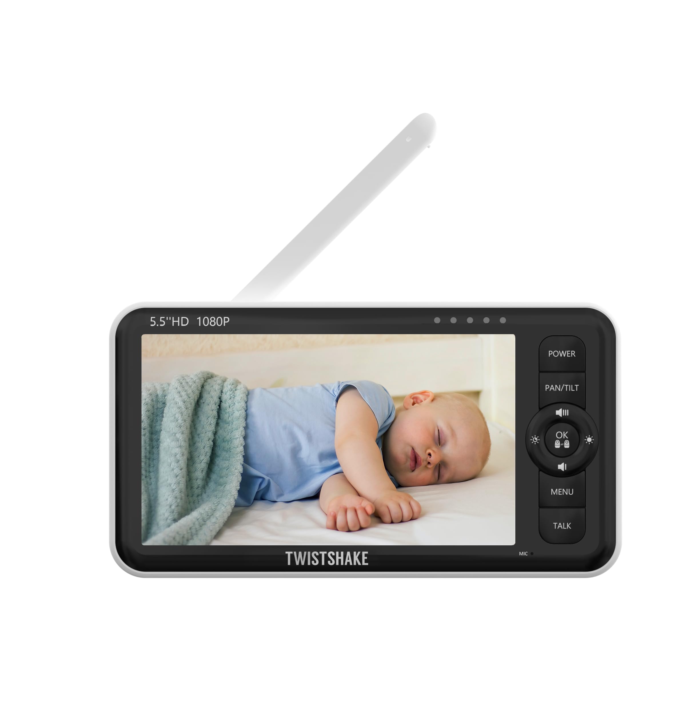 Twistshake Vigilabebés con Cámara y Audio - Pantalla Full HD de 5,5 Pulgadas y 1080p | Comunicación de Audio Bidireccional - Monitoreo de Temperatura Ambiente - VOX - Visión Nocturna