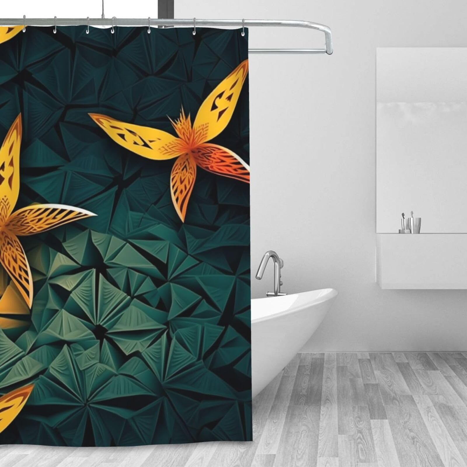 Rideau de douche imperméable lavable origami artistique anti-éclaboussures