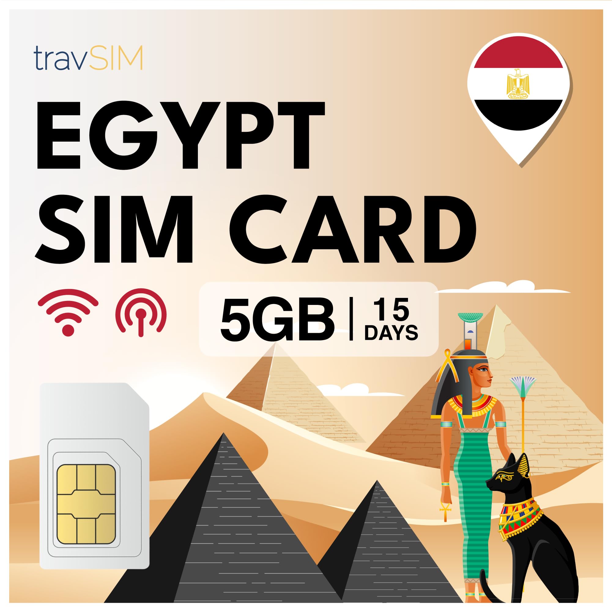 SIM Egitto con 05GB di dati mobili a velocità 5G/5G | Rimani connesso per 15 giorni con la SIM Egitto Prepagata | Attivazione rapida | La SIM per Egitto funziona su dispositivi iOS e Android.