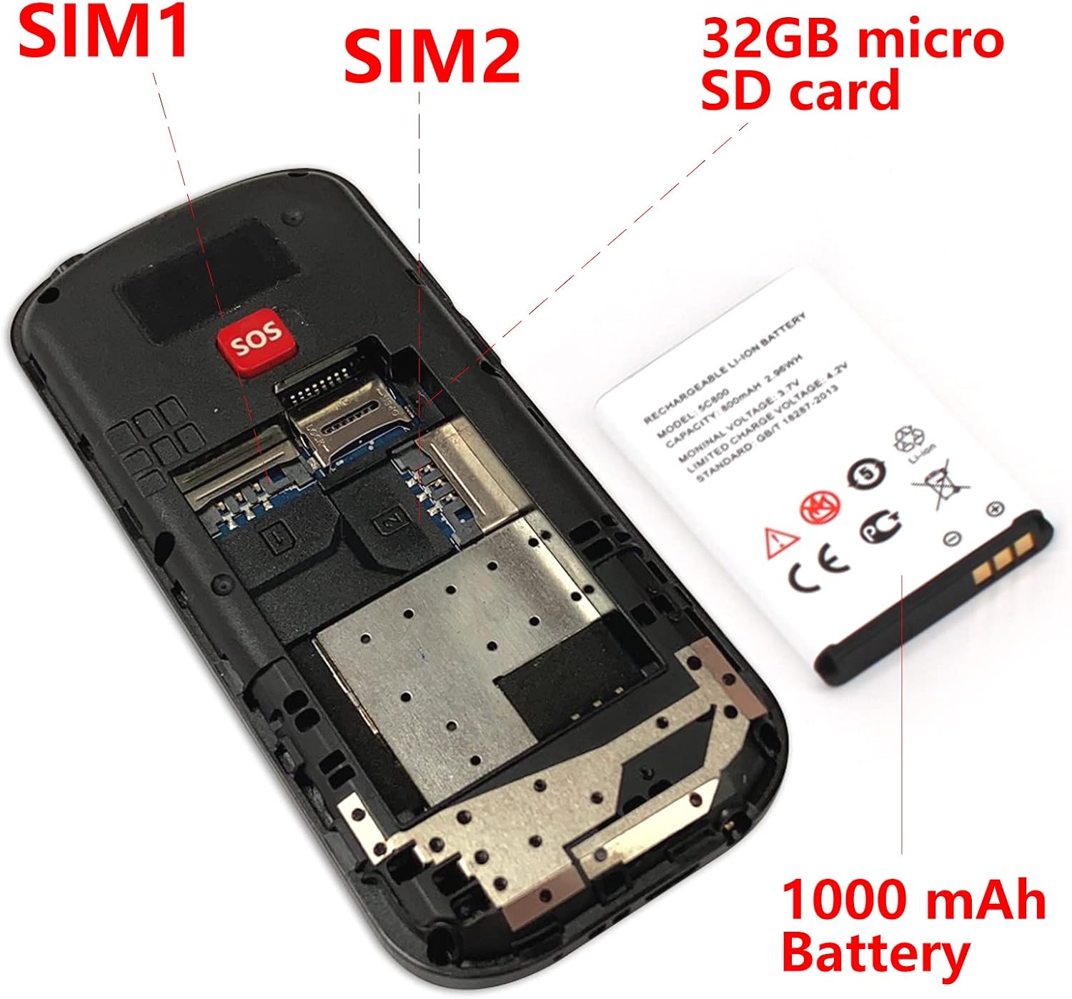 uleway Big Button Mobile Phone for Elderly, Easy to Use Basic Mobile Phone, SIM Free Unlocked Senior Mobile Phone With SOS Emergency Button, Large Volume, Flashlight, FM Radio (Blue) 9 71Dm CpVm8L. AC SL1500