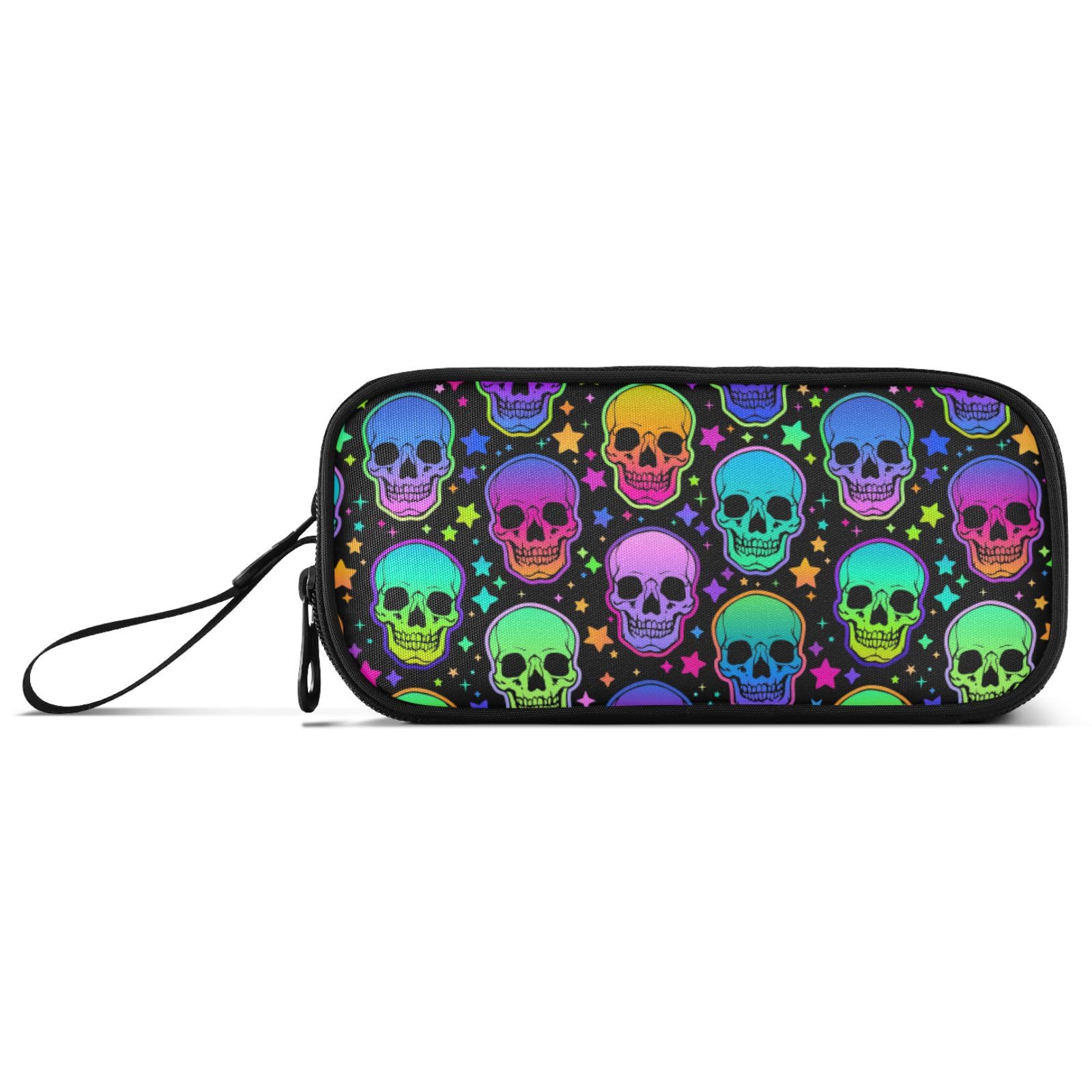 Large Pencil Case, Big Capacity Pencil Bag Pen Pouch Holder 3 Compartments, Bright Skulls School Office Supplies Stationery Makeup Bag Storage Organizer for Students Girls Boys Women
