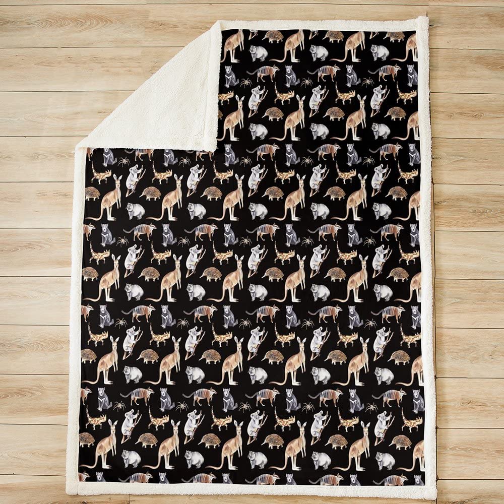 Coperta Sherpa a canguro, in pile koala, per bambini, ragazzi, ragazze, animali selvatici, coperta fuzzy per divano letto, fauna selvatica, 200 x 200 cm