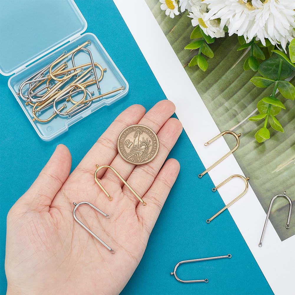 UNICRAFTALE 30 Pezzi Collegamenti A Arco Dorati - Ciondoli In Acciaio Inox Per Creazione Gioielli, Bracciali, Orecchini Fai Da Te