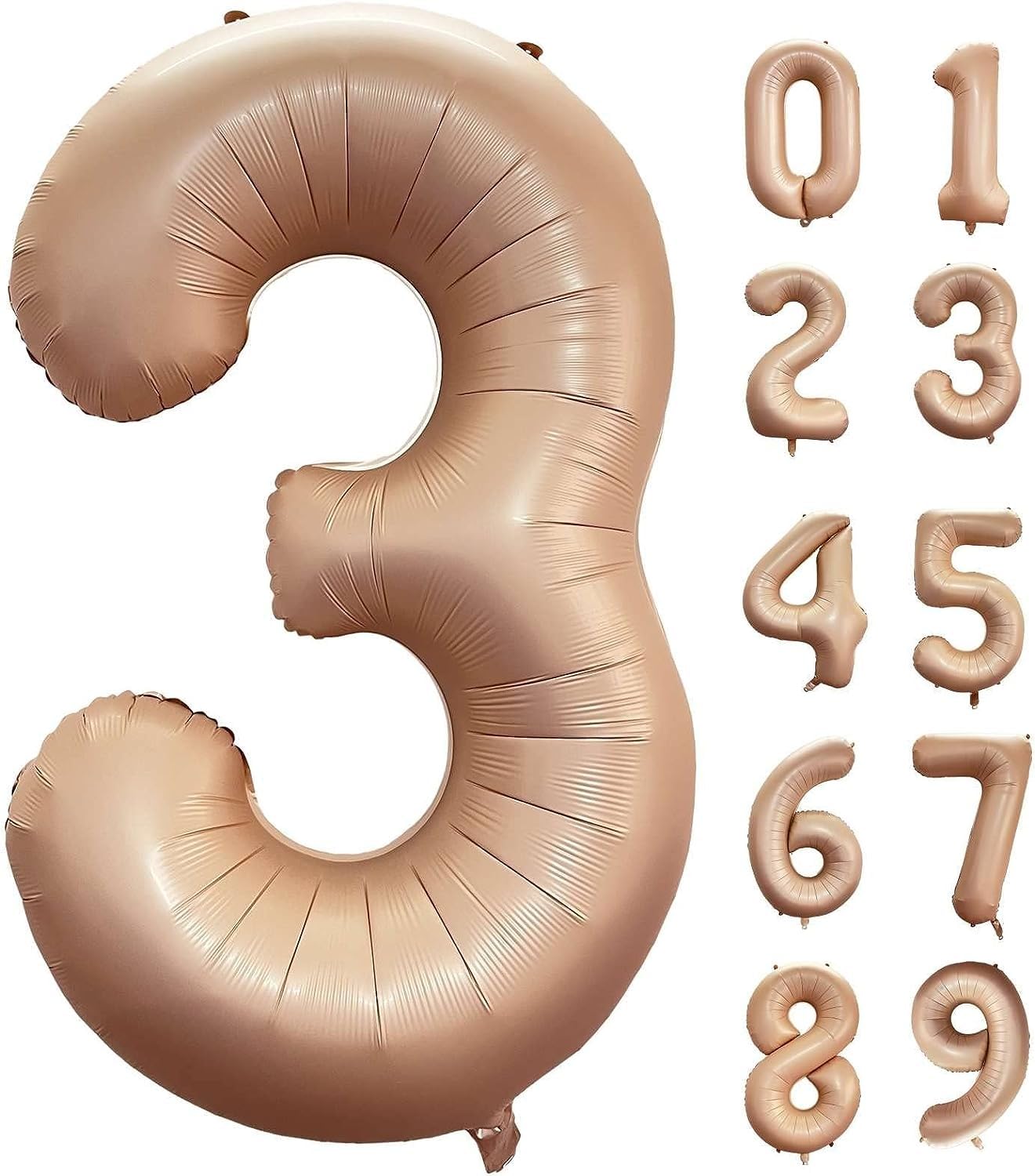 Atpata Funky #3 Elegant Caramel Colour JUMBO 40 INCH Number Balloons Set | 0 to 9 Digit Shapes | Decorative Balloons for Milestones & Celebrations-image-2