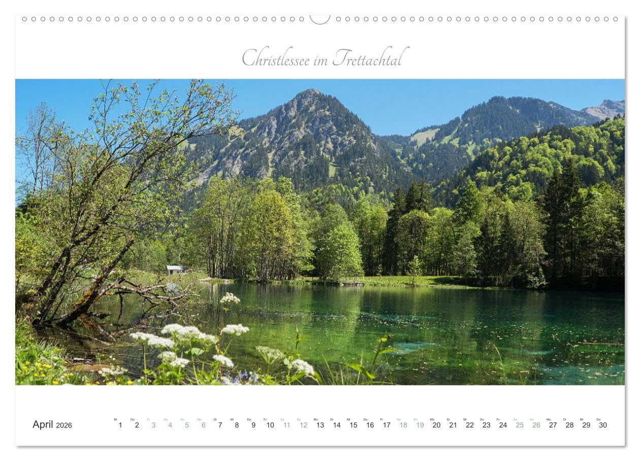 Wanderlust Oberstdorf (hochwertiger Premium Wandkalender 2026 DIN A2 quer), Kunstdruck in Hochglanz: Ausflugsziele in Allgäuer Landschafts-Idylle (CALVENDO Natur)