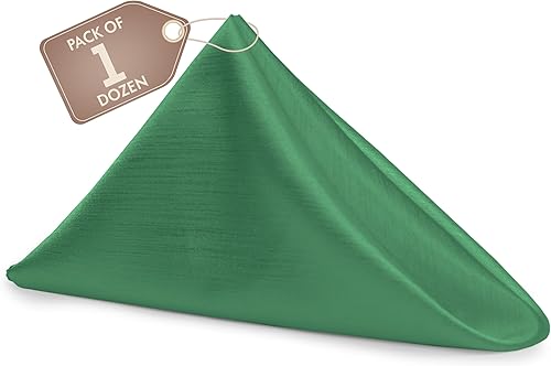 Ultimate Textile -1 docena - Reversible Shantung Satin - Majestic - Servilletas de tela Majestic de 17 x 17 pulgadas verde esmeralda