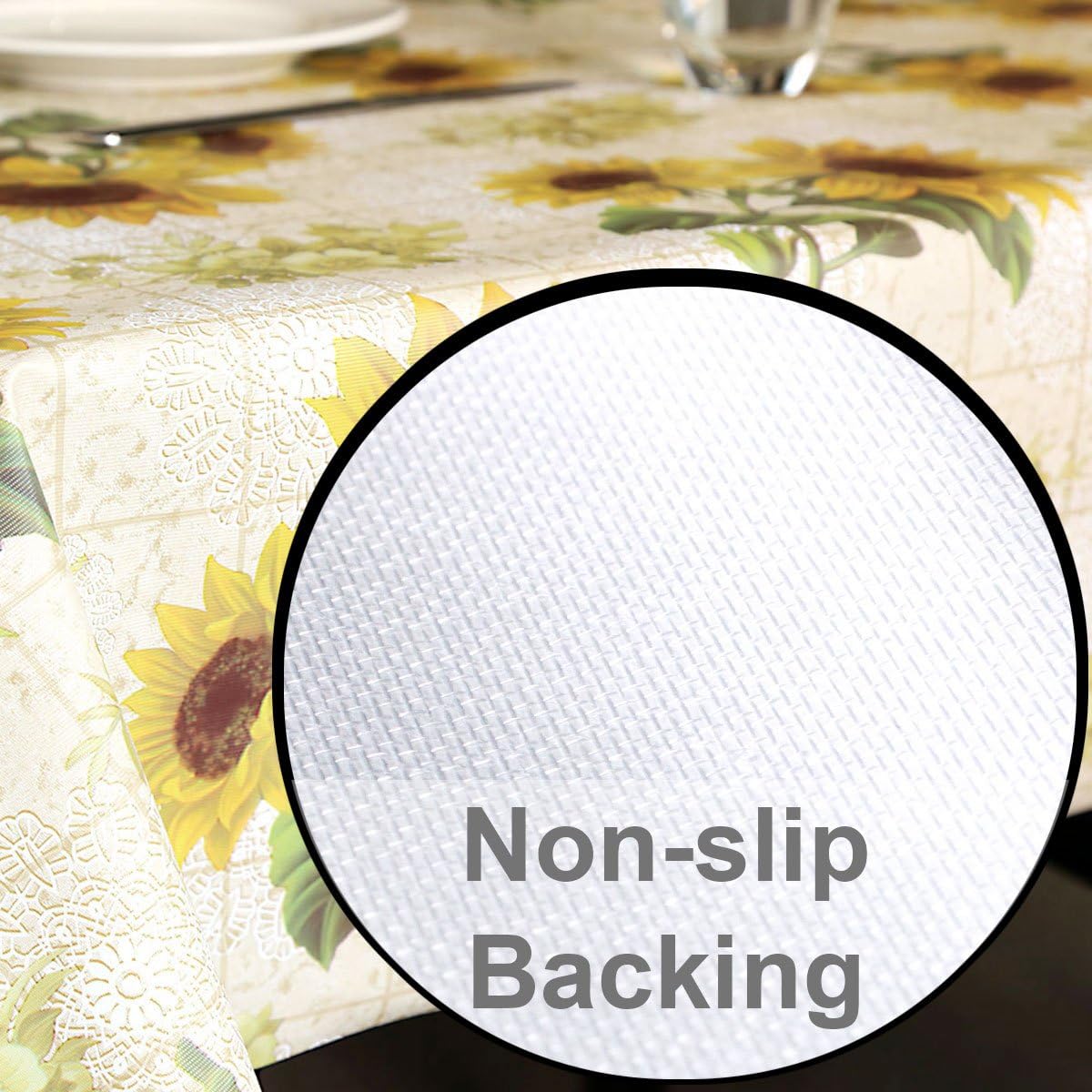 LEEVAN Heavy Weight Vinyl Rectangle Table Cover Wipe Clean PVC Tablecloth Oil-Proof/Waterproof Stain-Resistant-54 x 84 Inch(Sunflower)