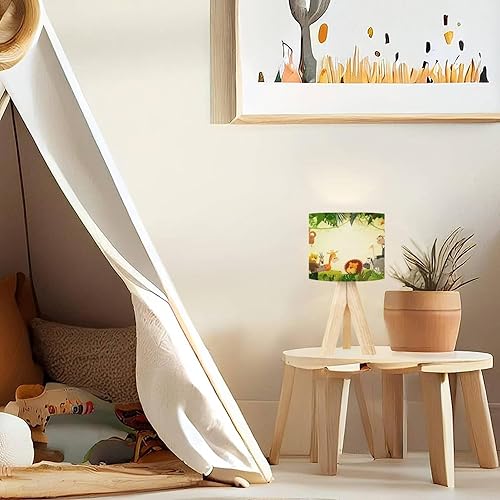 Miniatura 4 de Lámpara de mesa con trípode, animales salvajes lindos de la sabana africana, incluyendo hipopótamo, león, moderna lámpara de escritorio regulable