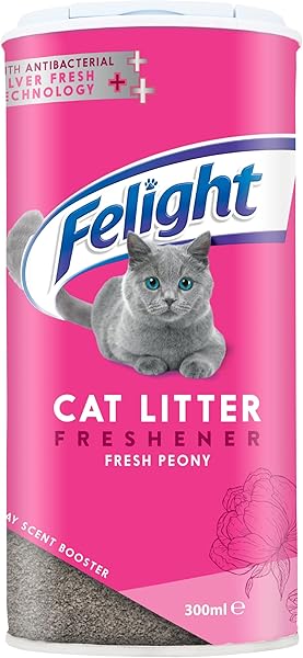 Felight Antibacterial Cat Litter Freshener Powder, Floral Peony Scent - Effective Odour Control, Longer Lasting Freshness, Made in the UK (300ml) - 1