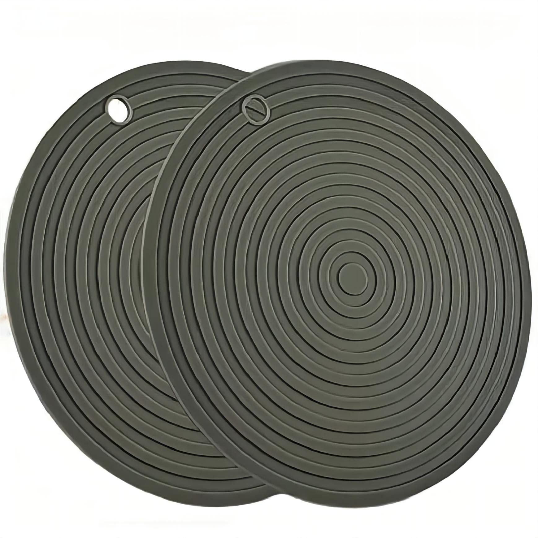 SmithcraftTrivets for Hot Dishes Pots and Pans, Silicone Trivet Mats Hot Pads for Kitchen, Heat Resistant Mat Counter, Big Dia 9.45" Microwave Mat, Flexible Silicone Pot Holders Mat Set 2 Dark Gray
