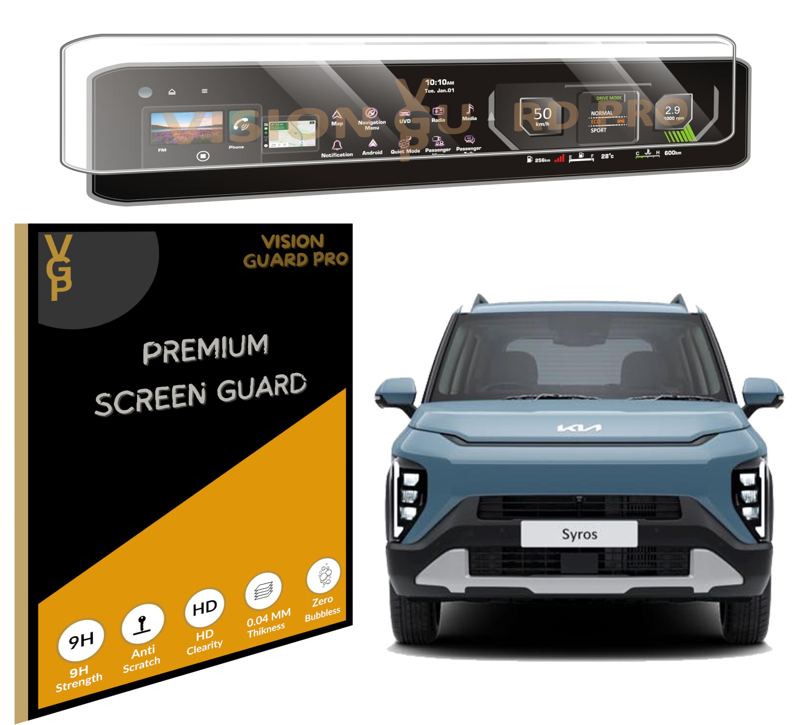 VISION GUARD PRO Screen Guard For (KIA SYROS 2025) (12.3 Inch Infotainment with instrument Cluster Guard) Dual Full Touchscreen Guard Car DisplayAccessory [Not Tempered Glass]-image-42
