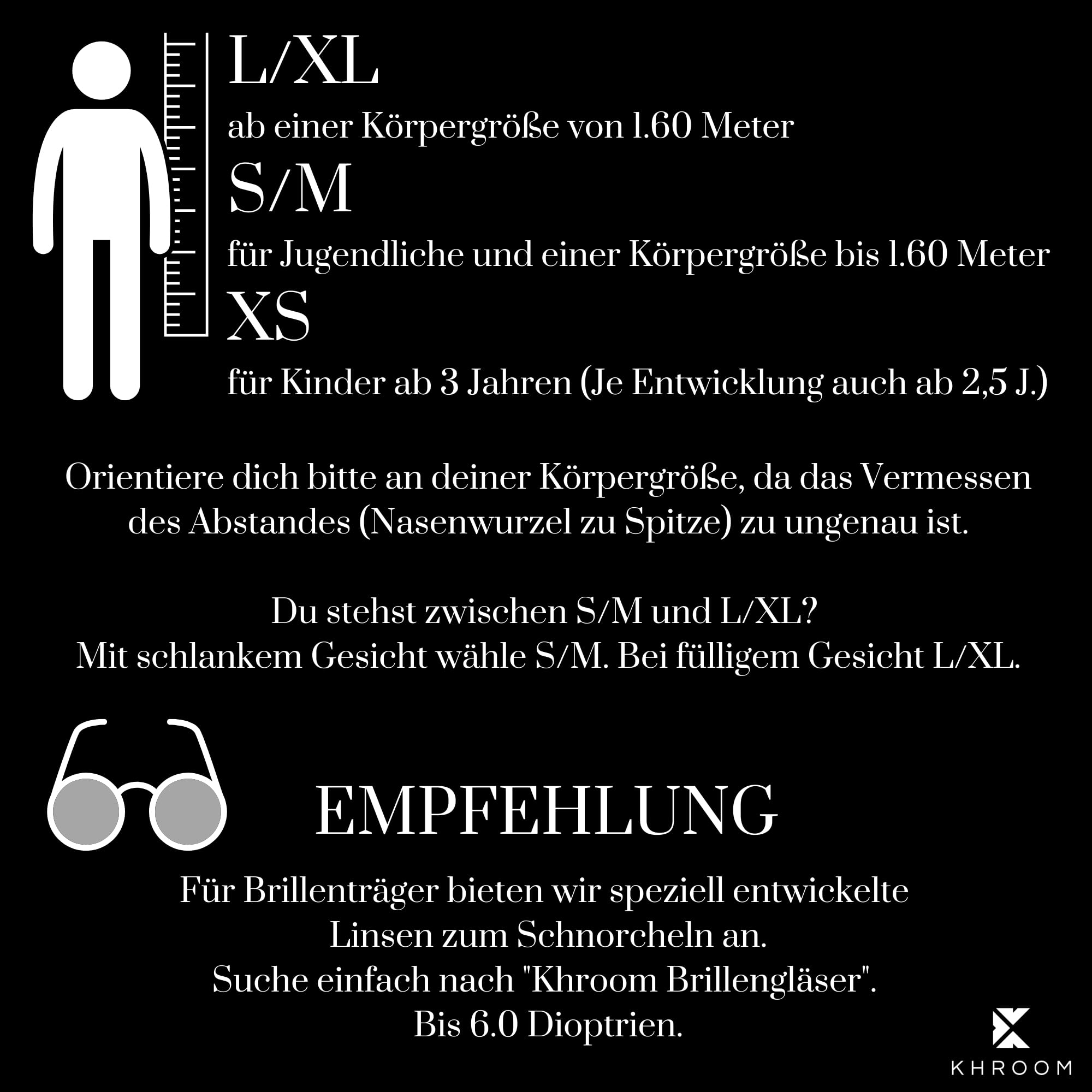 Khroom Schnorchelmaske Erwachsene & Kids ab 3 Jahre | CO2 sicher | Vollgesichtsmaske mit Easy-Breath System | Schnorchelset Alternative | Seaview Y Tauchmaske Schnorchelmaske Kinder