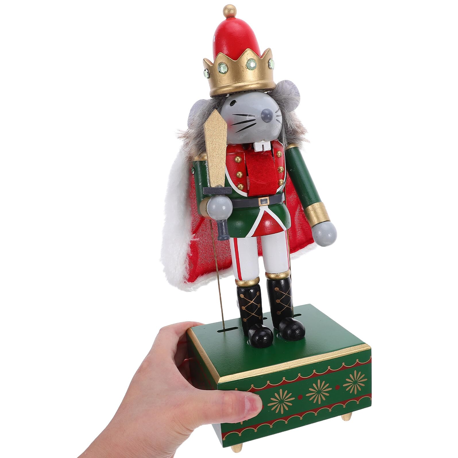 GLEAVI Musical Box Pupazzo in Re dei Nutcracker con Meccanismo Carica e Musica per Decorazioni Natalizie da e Casa Regalo Festivo Batterie