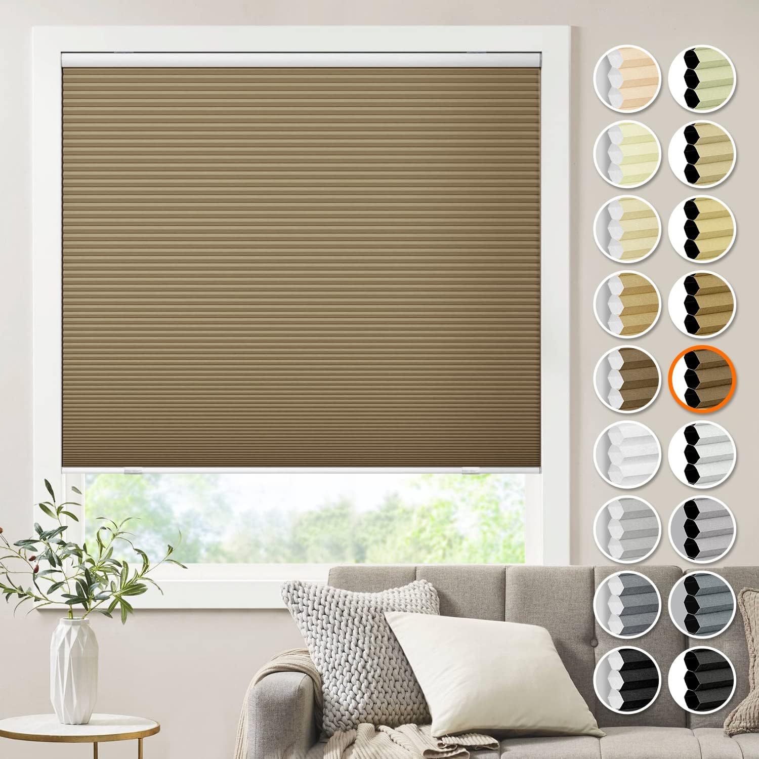 LazBlinds Cordless Cellular Shades, Blackout Room Darkening