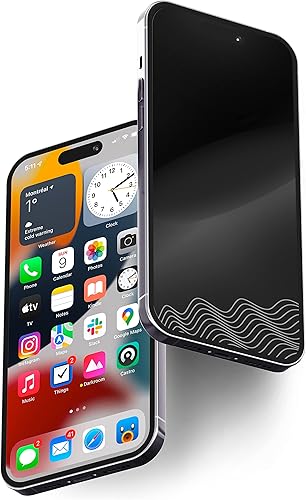 Power Theory Protector de pantalla compatible con iPhone 14 Pro, vidrio distintivo personalizado con obras de arte que desaparecen, incluye bandeja