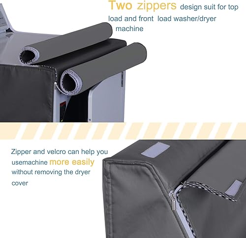 Miniatura 5 de AKEfit Funda para lavadora, diseño de cremallera, apta para lavadora y secadora de carga superior o frontal, impermeable, a prueba de polvo,
