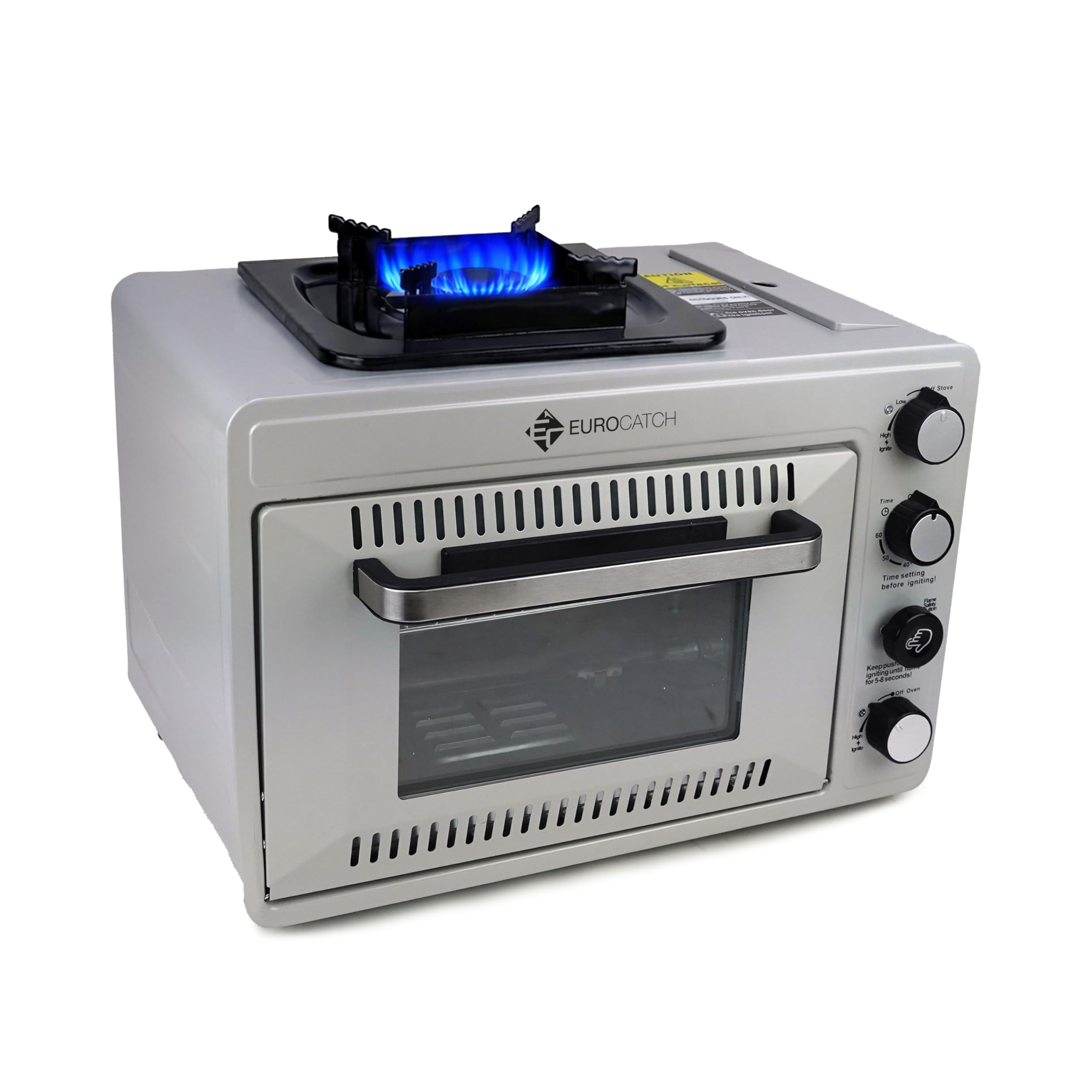 Tragbarer Gasofen für 227 g Gaskartuschen – Campingofen mit Brenner – 25,2 Liter – 2,1 kW – Elektronische Zündung – Outdoor & Zuhause