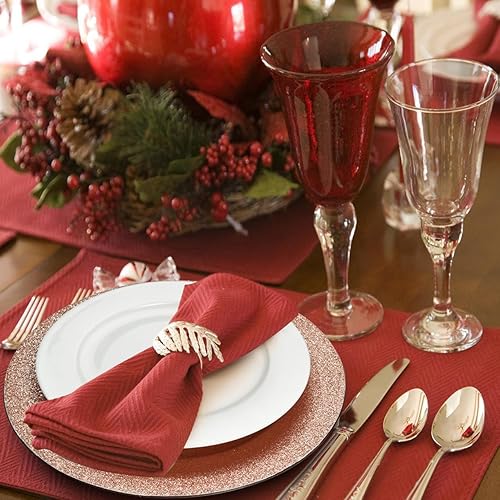 Miniatura 4 de ALINK Rose Gold Glitter Charger Plates, 13 Inch Large Round Party Chargers for Dinner Plates, Plastic Decorative Plates for Christmas, Wedding,