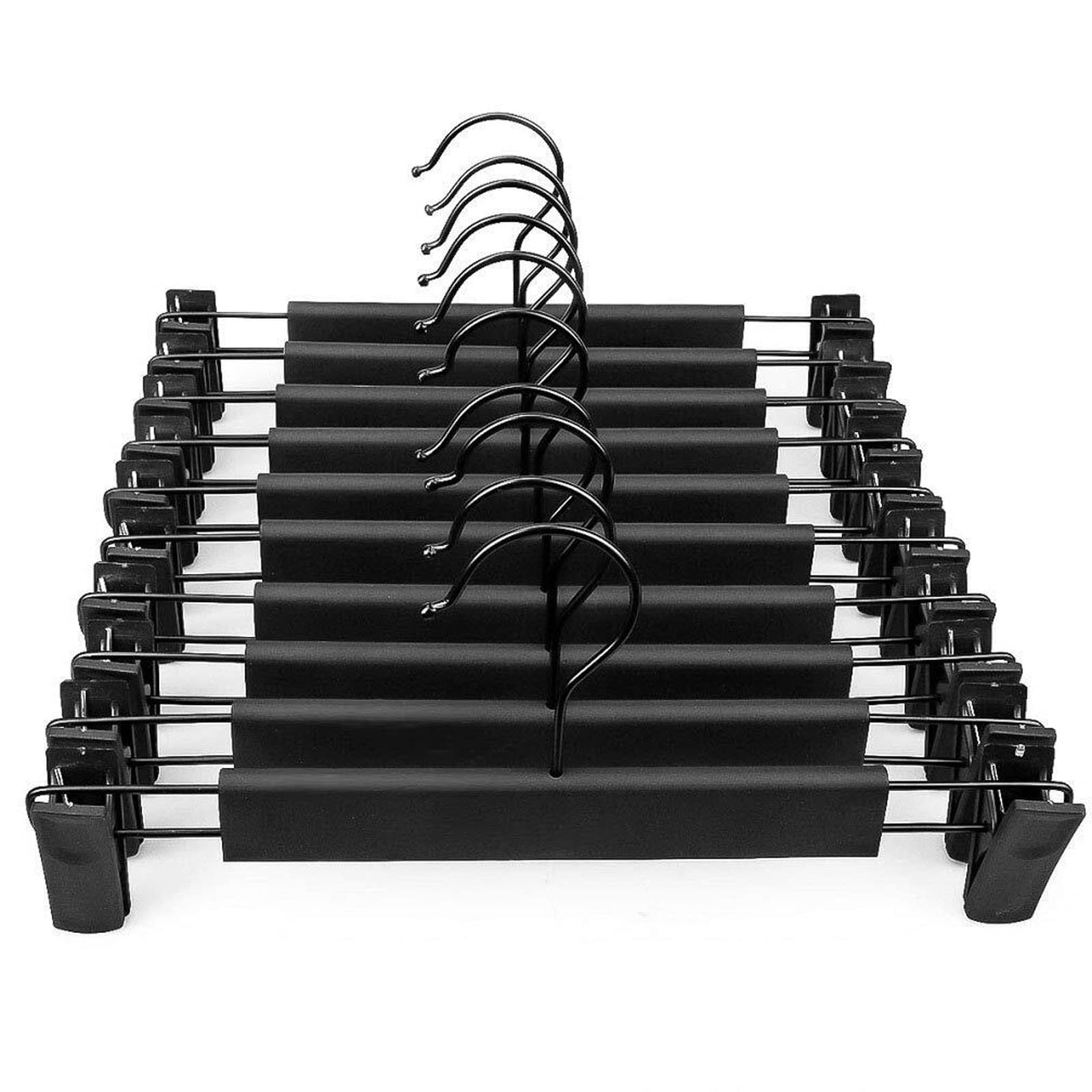 JINGYAN Standard Hangers Clothes HangersBlack Plastic Coat Hanger for Rack Anti-Rust Clips Skirt Hangers 360° Hook Trousers Jean