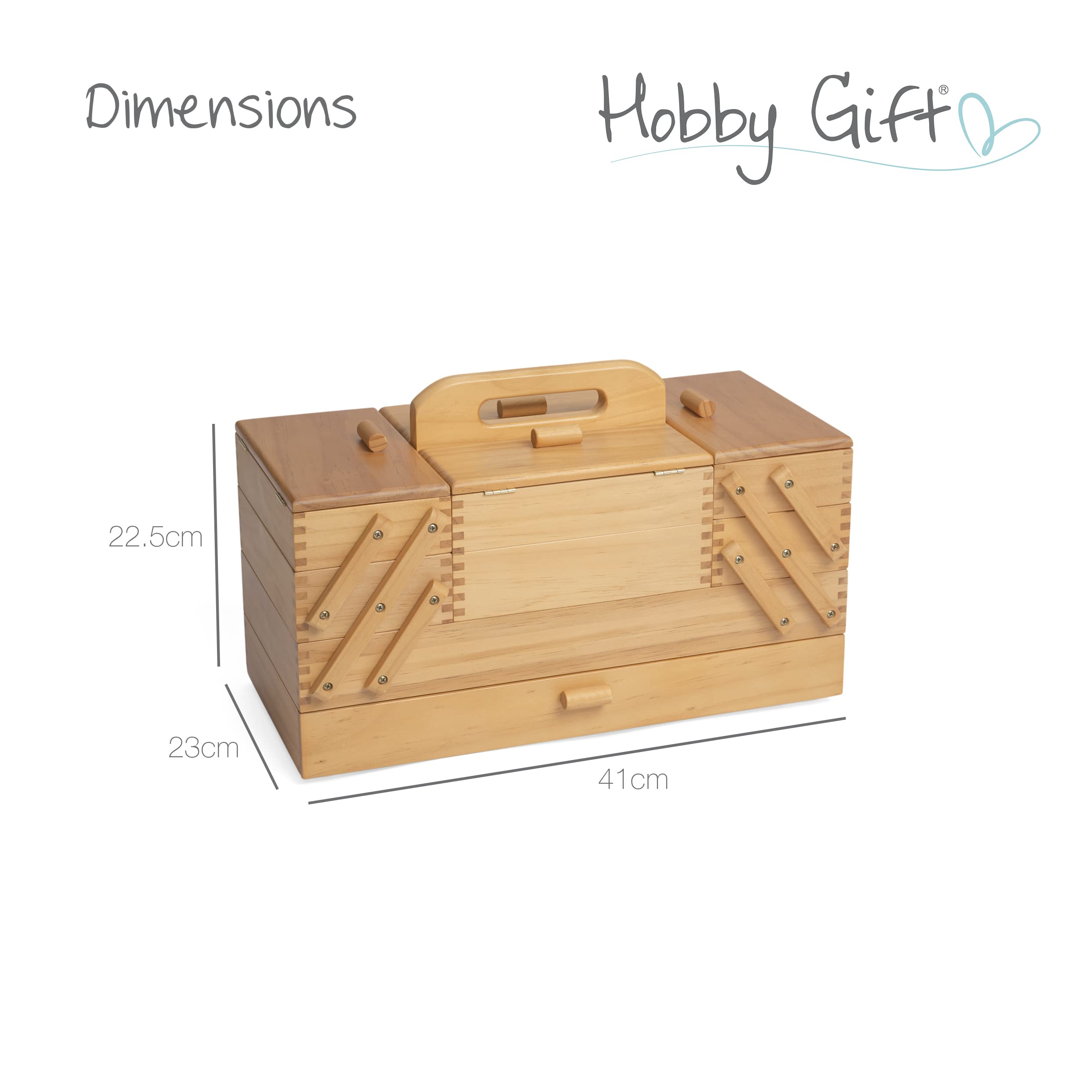 Hobby Gift Contenitore di legno a sbalzo per cucito e hobbistica, a 4 livelli con cassetto