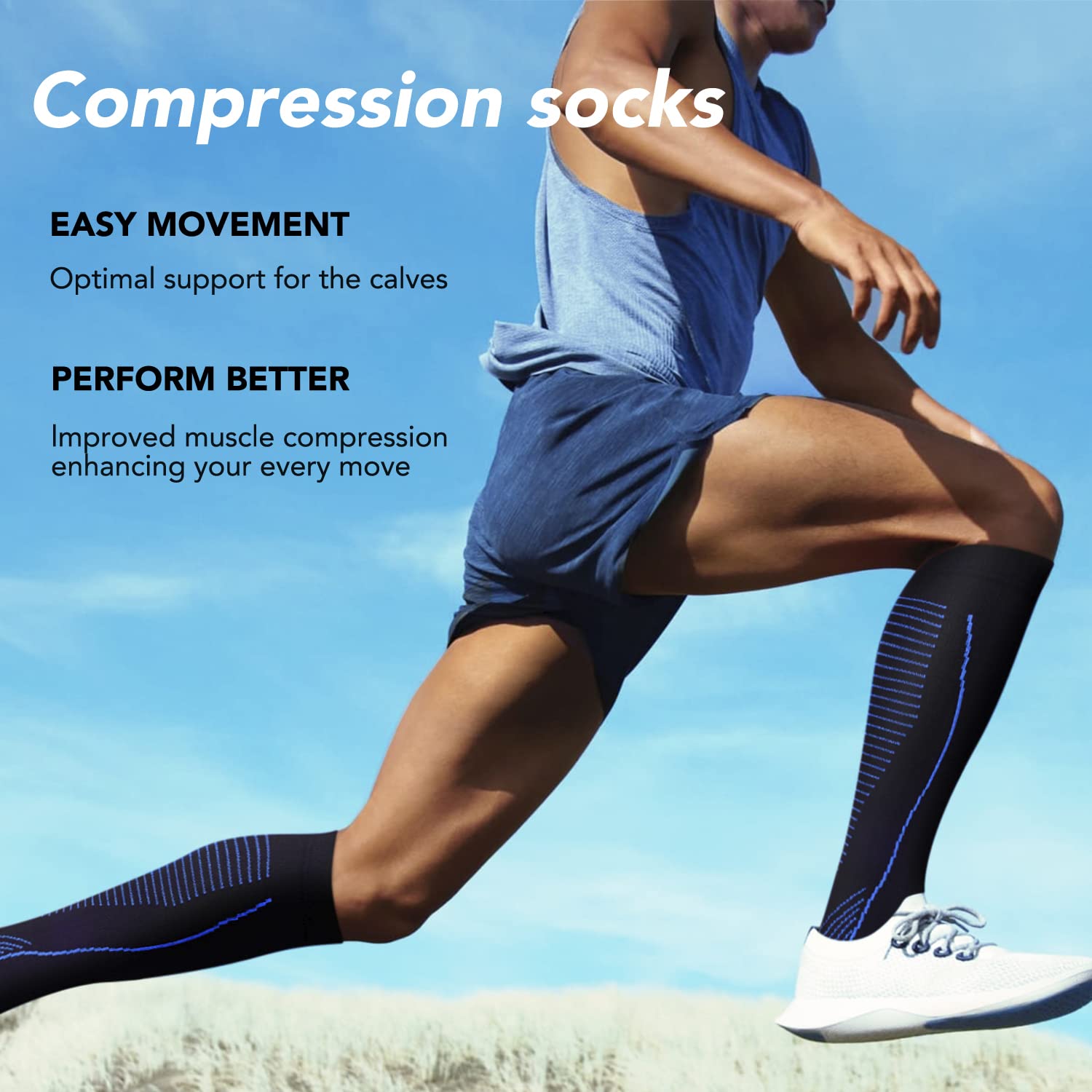ACTINPUT Bas de Contention Femme et Homme，4 Paires Chaussettes de Compression pour Sportive, Cyclisme, Voyage en Avion, Course à pied, de Grossesse，de Vol et de Voyage