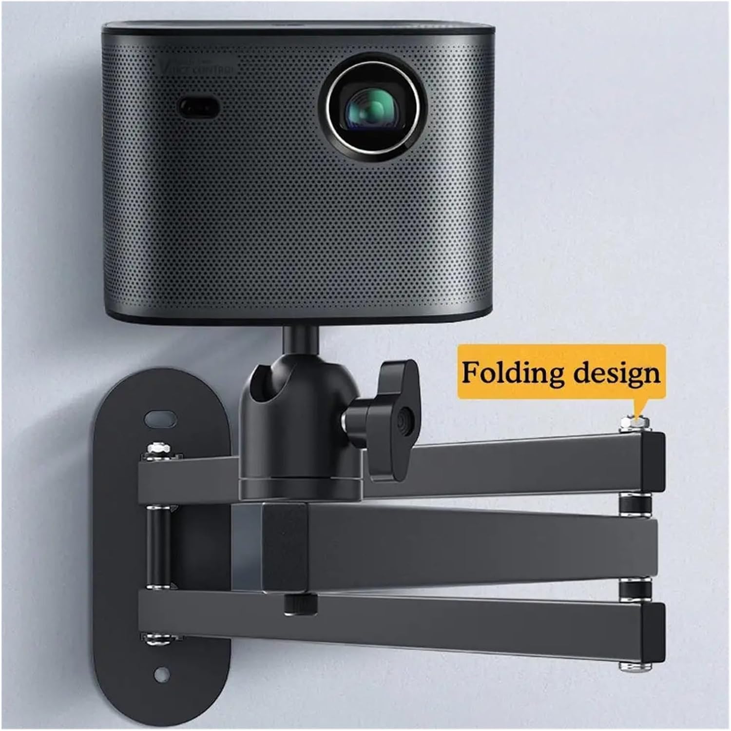 1pcs Wall Mount Projector Bracket Arm Aluminum Alloy 180-360° Adjustable Need Perforation(D 80CM)