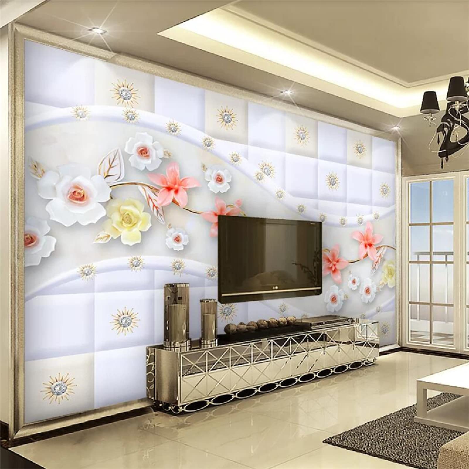 Tapeta ścienna kolorowa i kwiaty szer. 300 x wys. 210 cm 3D mural ścienny tapeta naklejki do salonu sypialni niesamoprzylepne