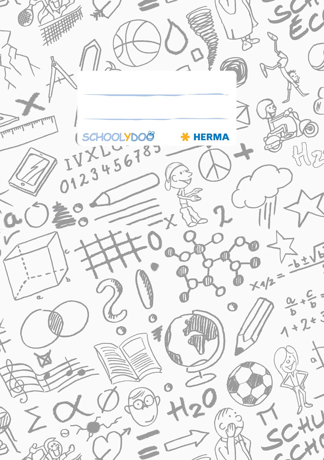 HERMA Schoolydoo, 19412 Exercise Book Covers with Labelling Label, Made of Durable and Wipe-Clean Polypropylene Film, Set of 10 Exercise Book Protectors for School Notebooks, White