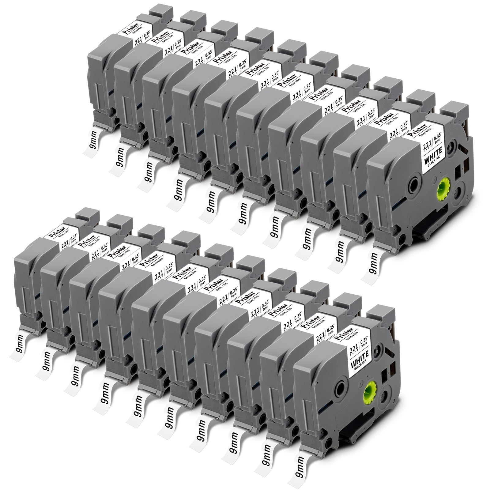 Pristar 20x Ruban D’étiquettes Compatible pour Brother TZe-221 TZe221 TZ-221 pour Tze 9mm Noir Sur Blanc pour P-Touch PT-H100LB PT-D400 PT-H105 PT-D200BWVP PT-H110 PT-H100R PT-H101C PT-H107B PT-D210