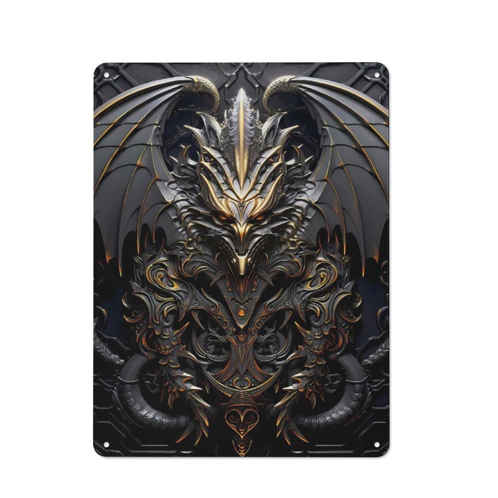 Junmoney Style-23 Dragon Monster Lord Art Rustic Tin Sign 40X30cm For Man Cave Or Games Room, A Decorative Gift For A Newly Furnished Man Cave And Games Room