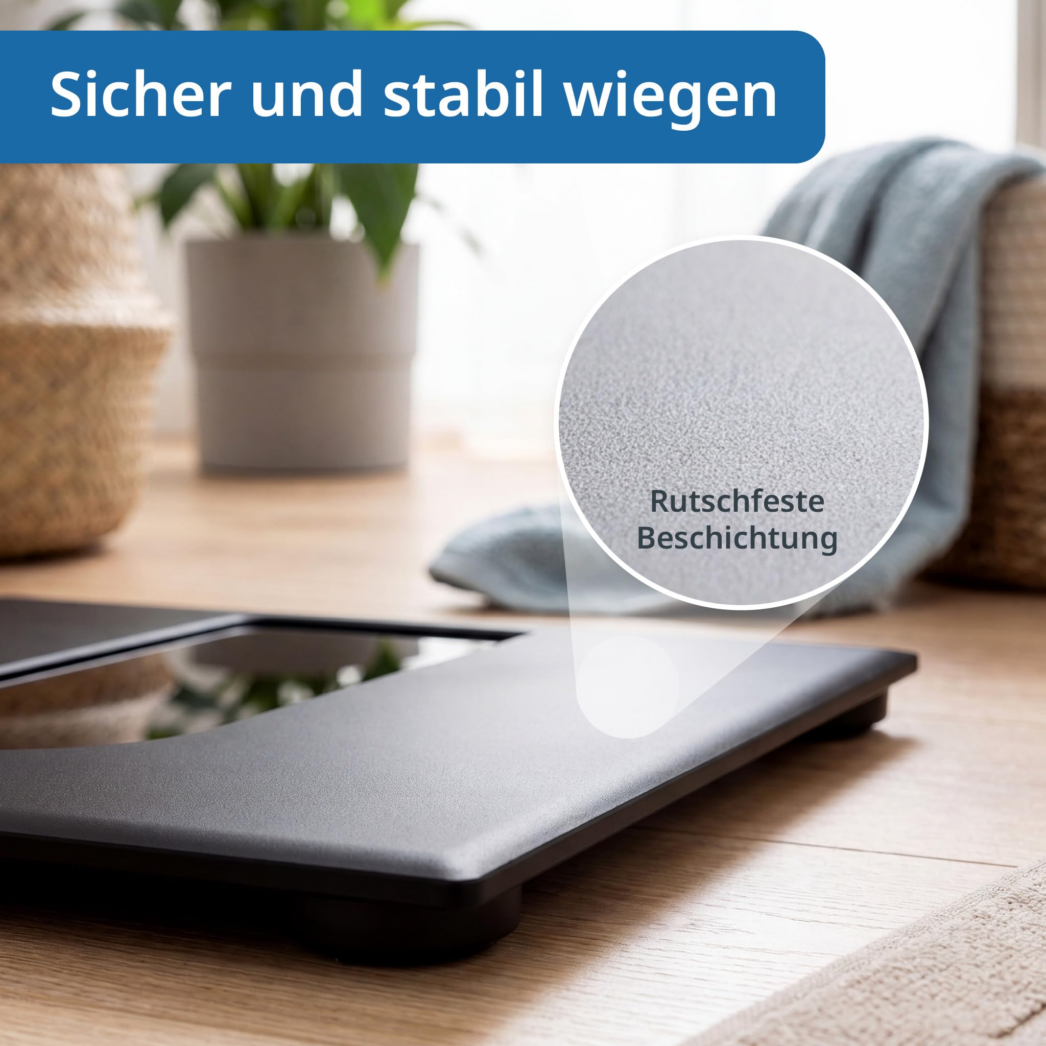 ADE Digitale Personenwaage mit großem LED-Display | rutschfeste Wiegefläche aus Sicherheitsglas | genaues Wiegeergebnis in 100-g-Schritten | elegante schwarz matte Oberfläche | bis 180 kg