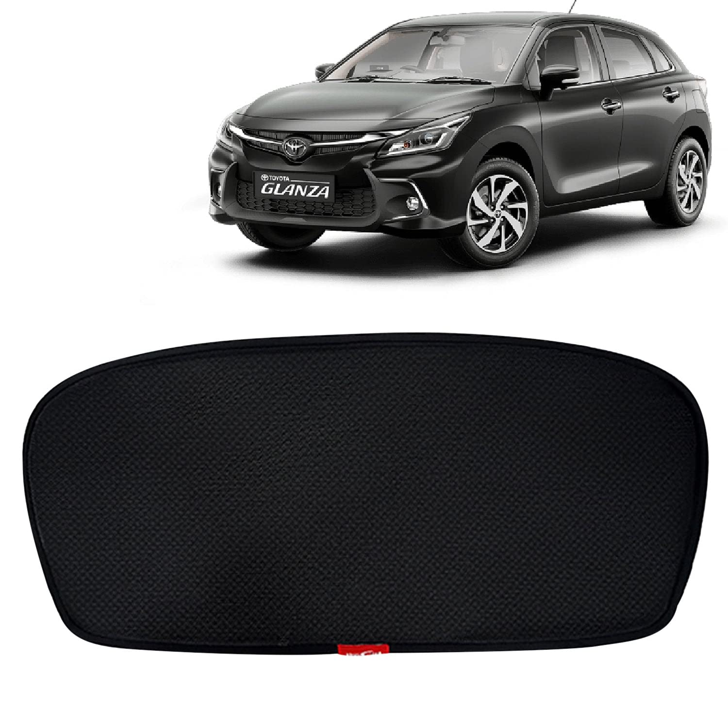 KINGSWAY® Glanza Car Sun Shade Rear Windshield Non Magnetic Fix Type Curtain for 2022 Onwards Model, Compatible with Toyota Glanza Only, Car Dicky Sunshade, Black, 1 Piece