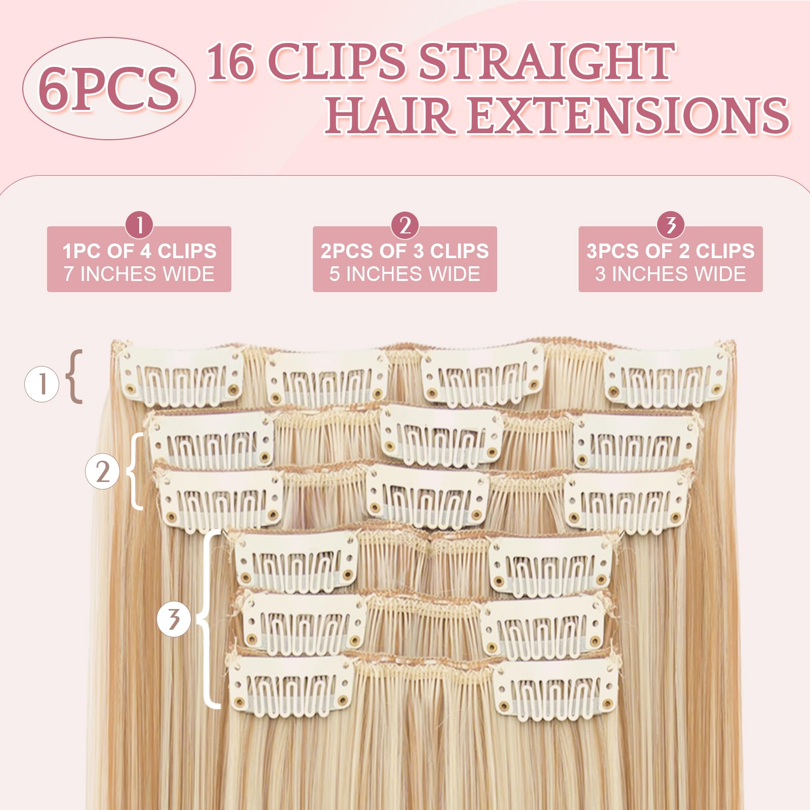 SEGOHAIR Hair Extensions Clip in Synthetic Fiber - Image 2
