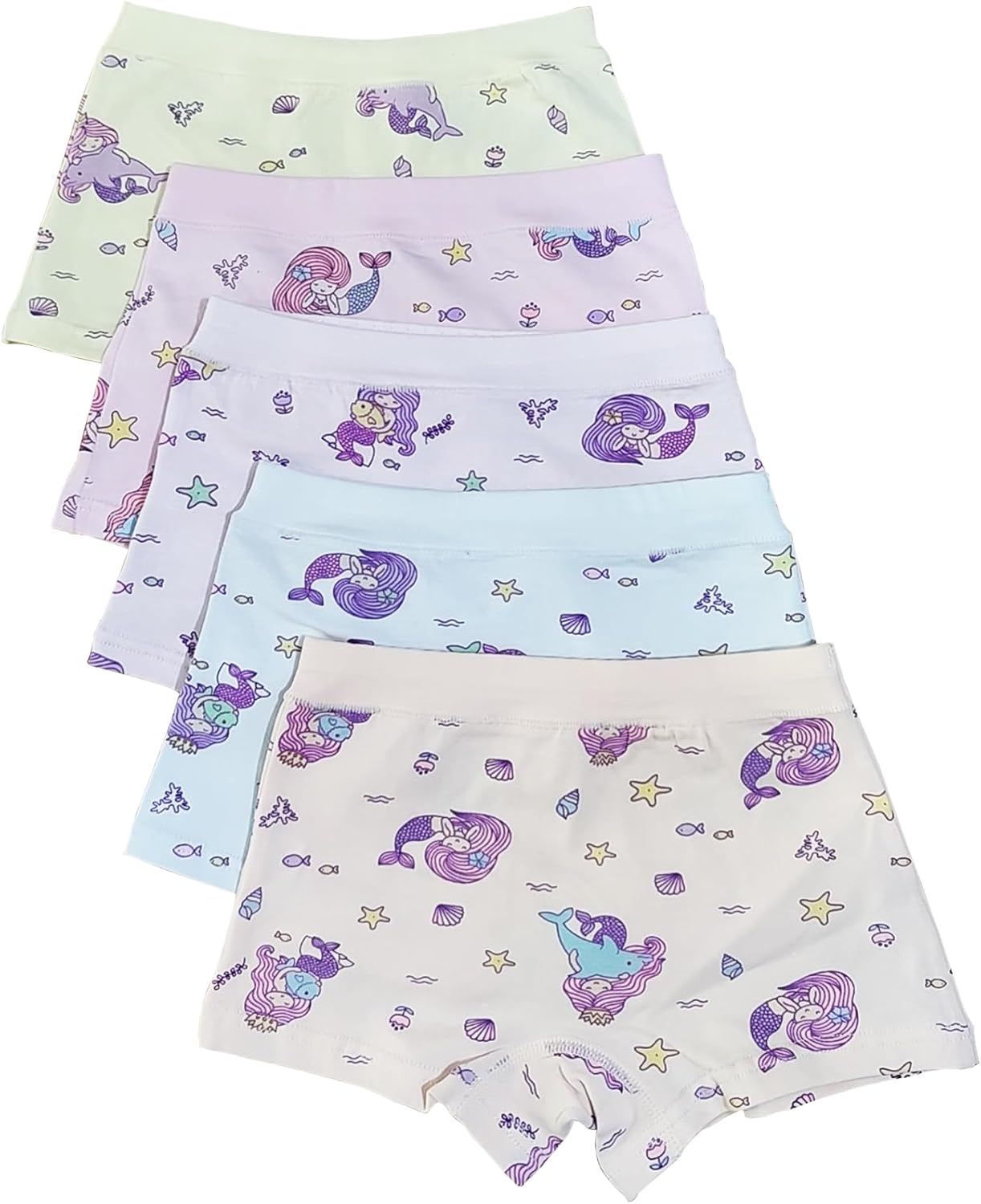 Little Kids Girls Underwear Toddler Soft Cotton Boxer Briefs Panties Cute Pattern Boyshorts (2-11years)