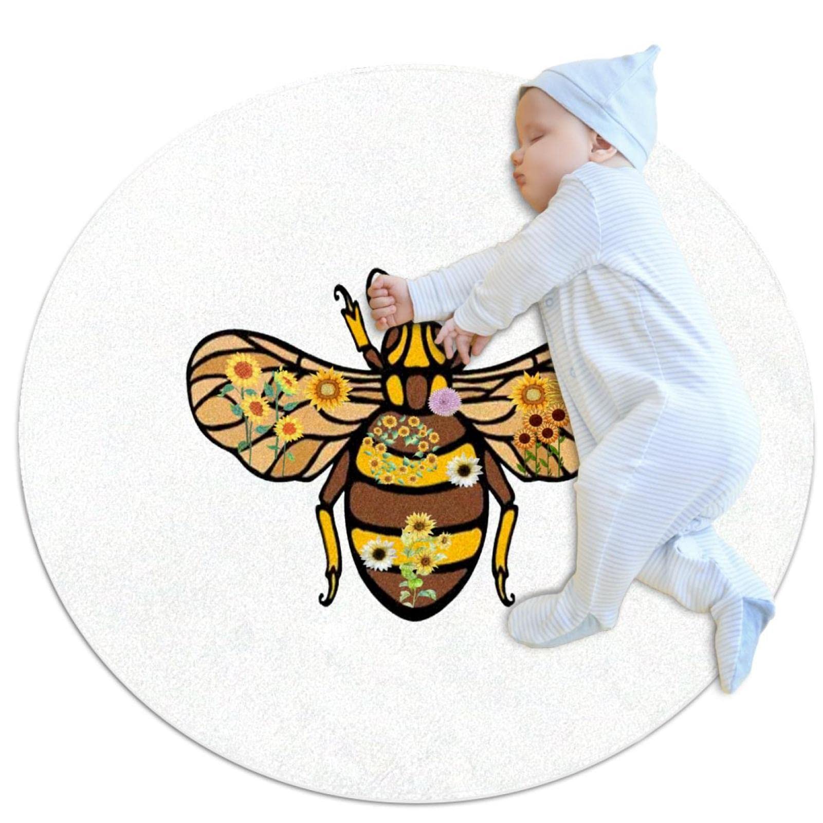 Tapis rond motif tournesol et abeille pour apporter de la joie dans la chambre d'enfant