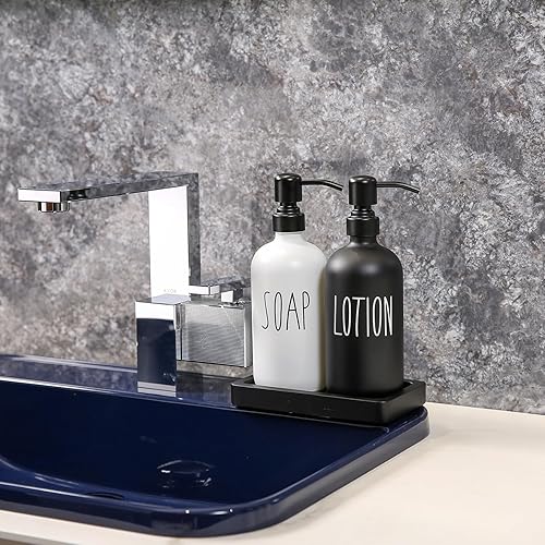 Miniatura 2 de Juego de dispensador de jabón, dispensadores de jabón para encimera de baño con bomba de acero inoxidable, perfecto para decoración de baño en