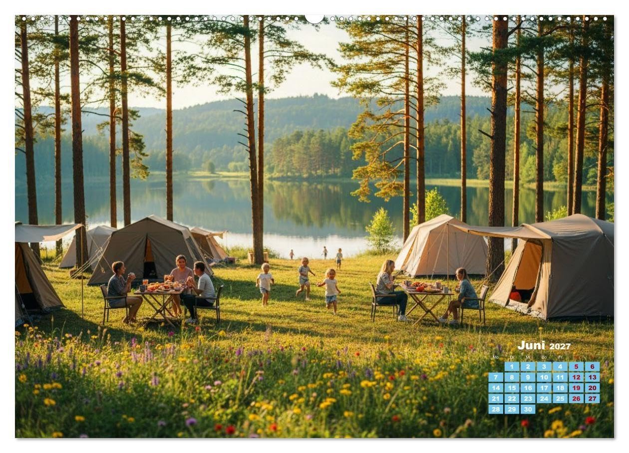 Zelten - gemeinsam oder einsam (Wandkalender 2027 DIN A2 quer), CALVENDO Monatskalender: Camping bedeutet Freiheit, Stille, Abenteuer - oder ... und Zeit für Freundschaften (CALVENDO Orte)
